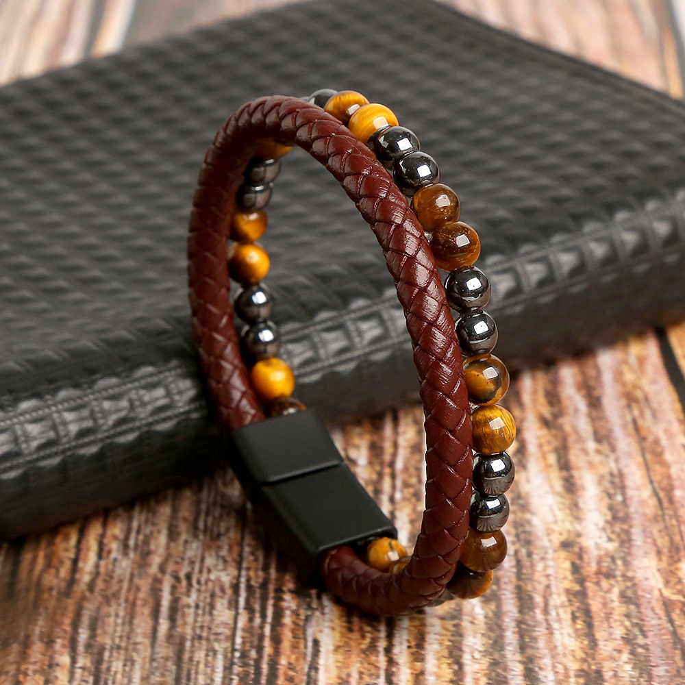 Holiday, Business Occasion Fashion Geometric Natural Stone Rope Men'S Bracelets Men Cord & Leather Bracelets