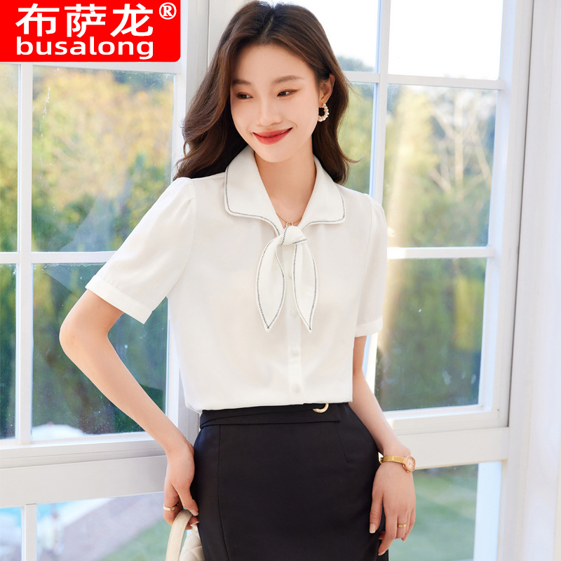 New Busalong busalong Short-sleeved Shirt Women's Shirt Professional Slim-fit Work Clothes Dress 6733