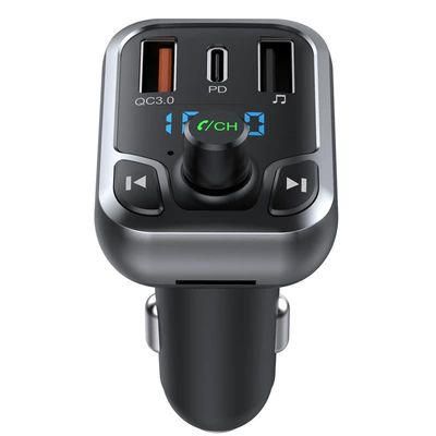 Cross-border wholesale QC3.0 fast charging car Bluetooth MP3 player car FM transmitter lossless sound voice navigation (Bluetooth Hands-free dəstləri) - black