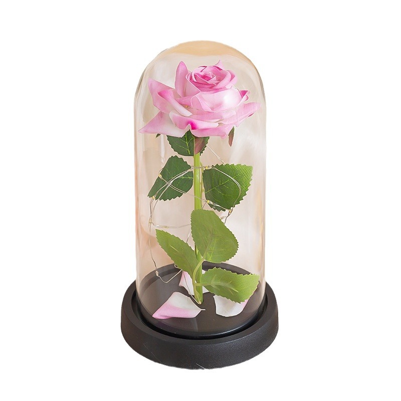 Unisex rose immortal flower glass cover Mother's Day Valentine's Day Christmas gift decoration ornaments_voghion.com