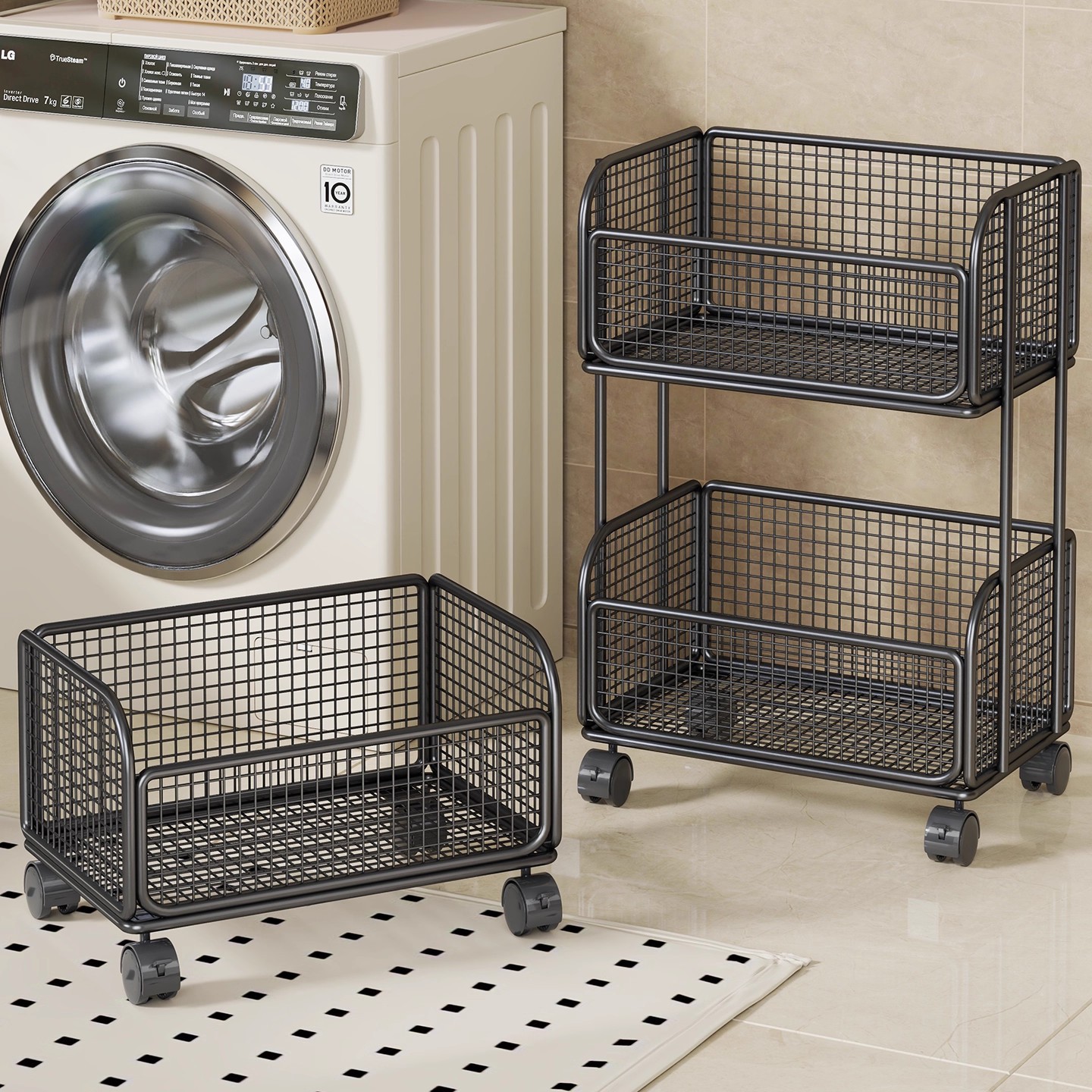Laundry Detergent Storage Rack Bathroom Washing Machine Side Storage Rack Bathroom Sink Bottom Floor-Standing Multi-Layer Cart