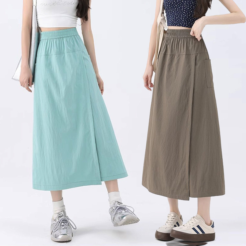 American-Style Workwear Skirt Pants for Women, 2026 Summer Thin Style, Yamamoto Drape Casual Cropped Pants, High-Waisted Design Wide-Leg Pants