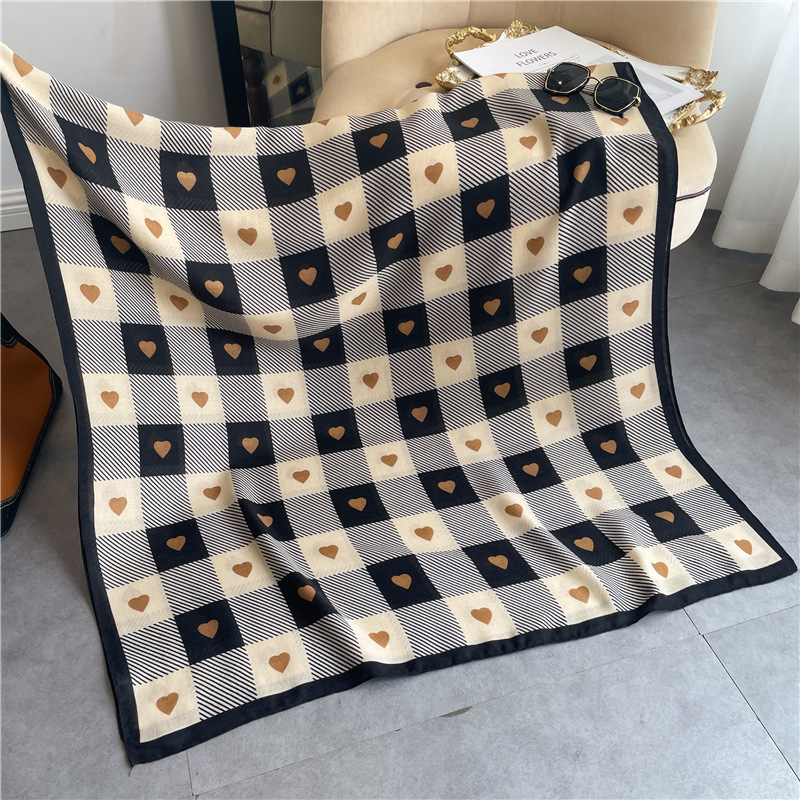180g Weight Scarf Classification Street Occasion cotton and linen Material Lattice, Heart Shape Pattern Spring, Autumn Season Women's Gender IG Style Style Women's Ig Style Lattice Heart Shape Cotton And Linen Scarf 10