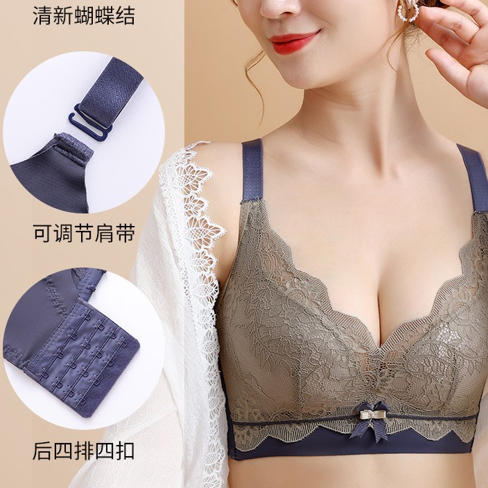 Nuevo encaje sexy sin costuras ropa interior inalámbrica soporte superior de las mujeres push up mama-recoger sujetador ajustable traje