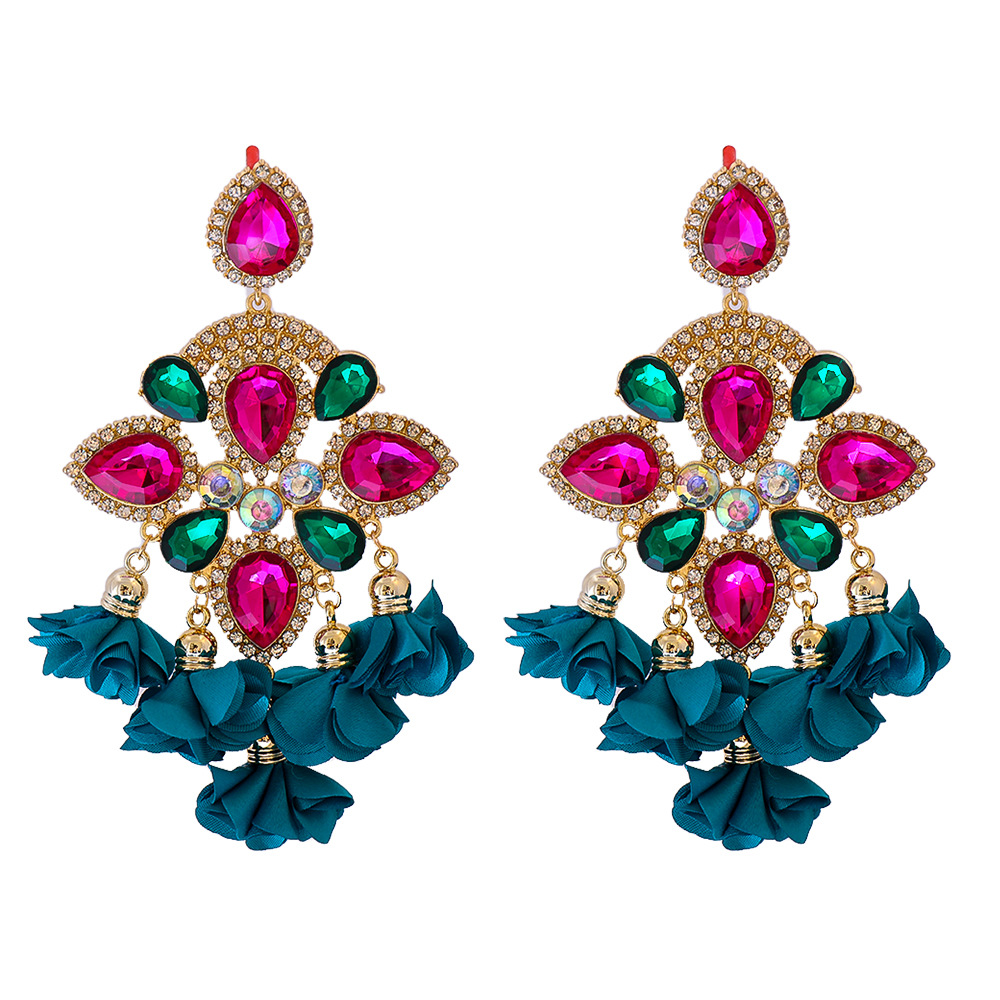 New Bohemian Color Diamond Flower Female Earrings Personality Accessories Wholesale display picture 38