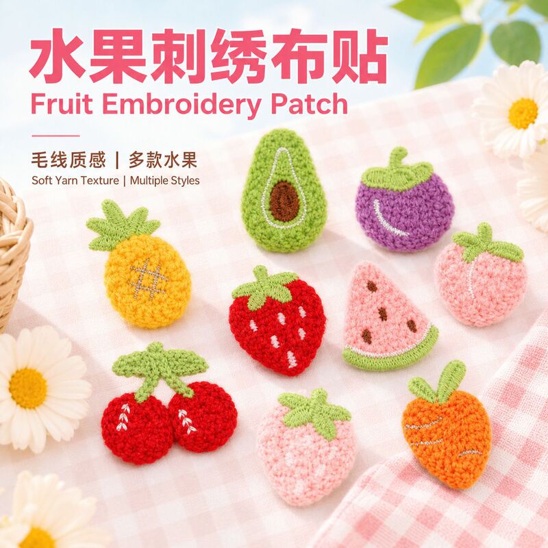 Popular Children's Clothing, Girls' Backpacks, Clothing and Pants Decorative Patches, Accessories, Small Fresh Fruit Embroidered Fabric Patches Popular Children's Clothing, Girls' Backpacks, Clothing and Pants Decorative Patches, Accessories, Small Fresh Fruit Embroidered Fabric Patches