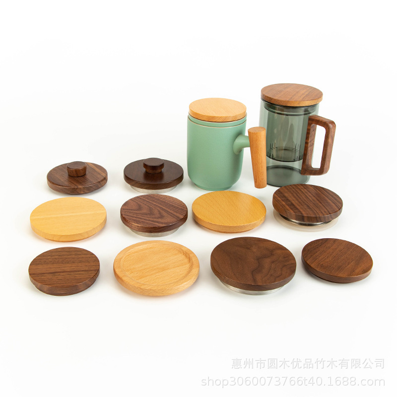 メーカー木製カップ蓋防塵セラミックガラスブラックウォールナット蓋コーヒーカップ木製蓋ブナ木製ティーカップ蓋|undefined