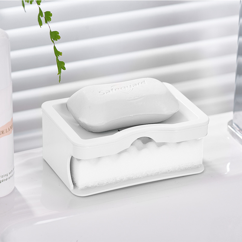 Caja de jabón para el hogar caja de jabón de drenaje creativa de múltiples capas baño caja de jabón de lavandería simple rectangular de doble capa