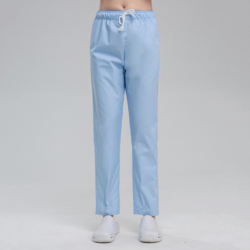Straight pants, elastic waist, nurse pants, solid color, white, professional medical operating room pants, pants, men and women