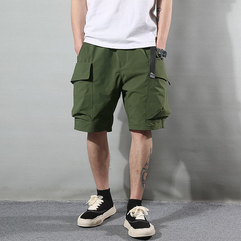 Japanese-Style Trendy Multi-Pocket Cargo Shorts for Men, Summer Youth Outdoor Functional Large Pocket Loose Casual Mid-Length Shorts for Men