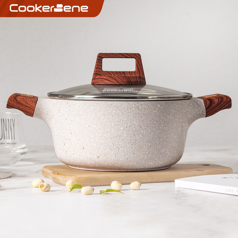 CookerBene 독일 Maifan 스톤 컬러 스틱 수프 냄비 유도 쿠커 가스 스토브 스튜 바이노럴 미니 스튜 냄비