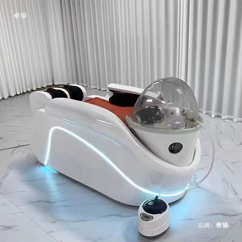 Cama de lavado de cabello de masaje eléctrico totalmente automático para belleza salón de cabello de agua circulante fumigante integral cama de tratamiento de cabello de temperatura constante image 1