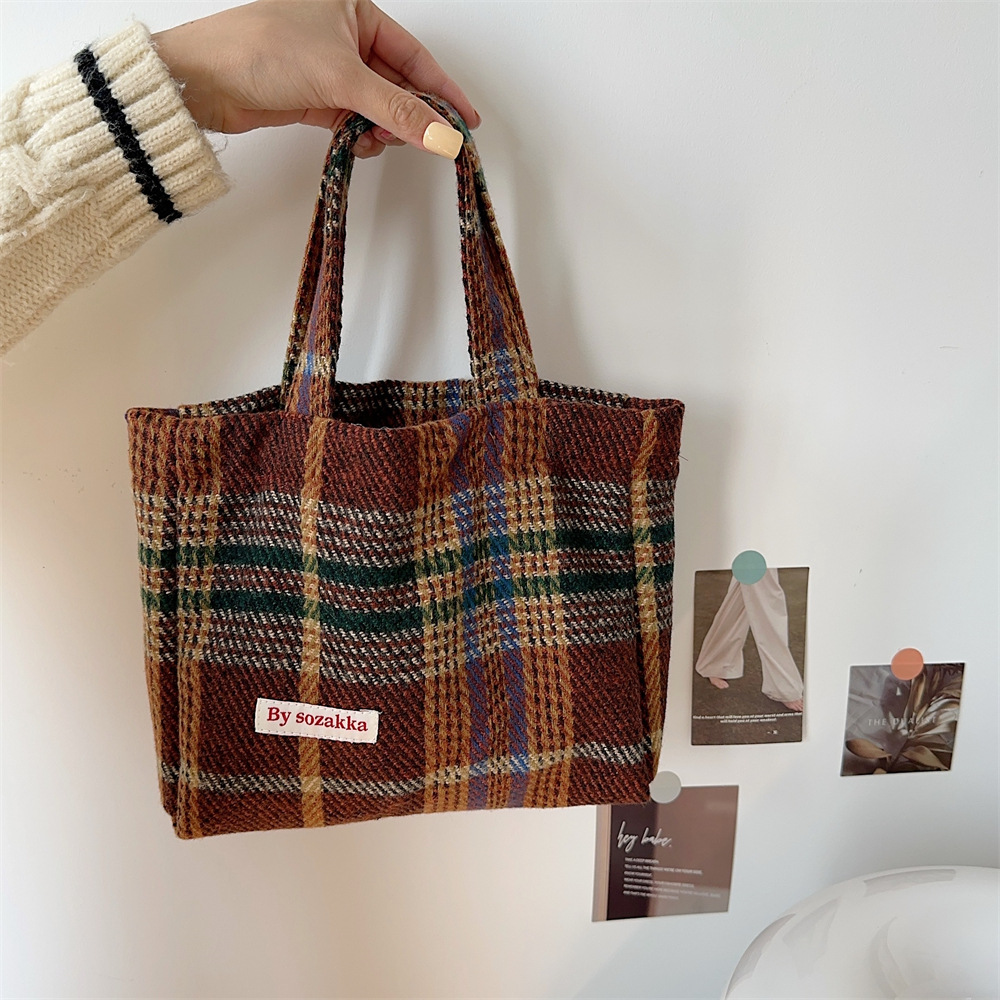 311021 textura de lana de gran capacidad bolsa de cercanías de las mujeres bolsa 2023 nuevo bolso de hombro portátil de la tela