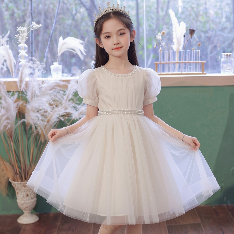 Girls' Host Dress, Wedding Piano Performance Outfit, Children's High-End Luxurious Niche Princess Dress, Flower Girl Dress