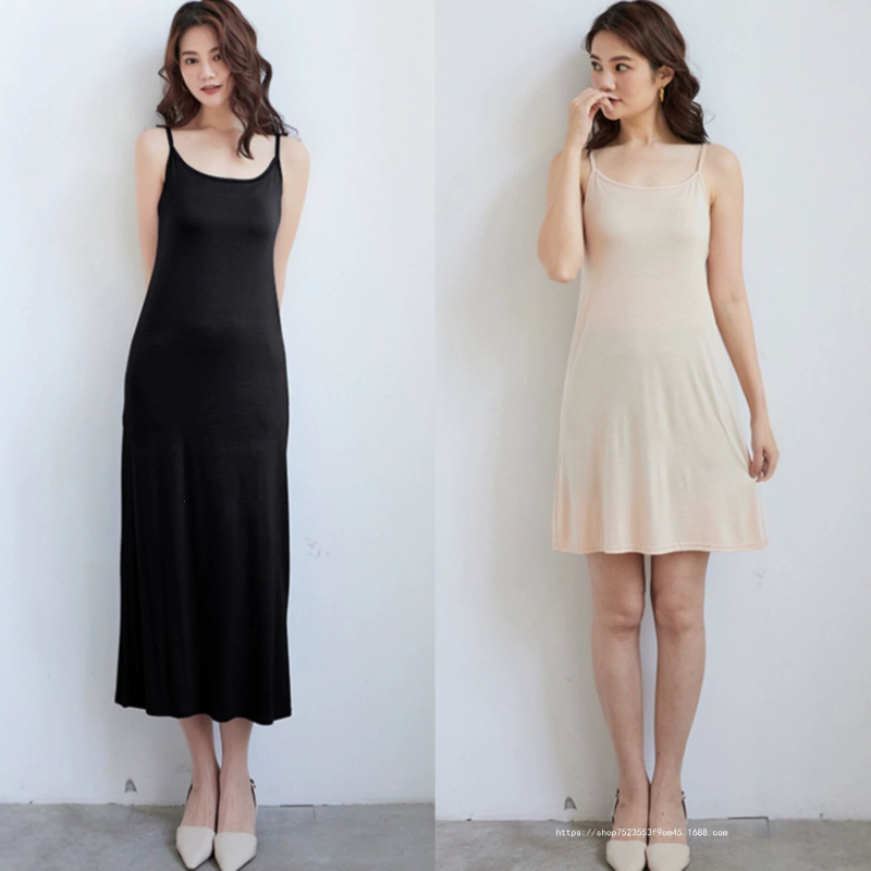 Spring and Summer Thin Women's Modal Slip Dress, Long Loose-Fitting Underskirt, Solid Color Tank Top Base Dress