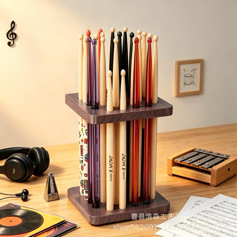 Cross-border wooden drumstick holder, drumstick storage rack, musical instrument drumstick display stand, floor-standing conductor baton storage rack Cross-border wooden drumstick holder, drumstick storage rack, musical instrument drumstick display stand, floor-standing conductor baton storage rack