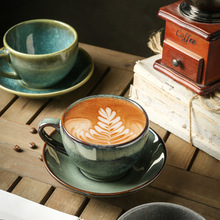 高颜值陶瓷拿铁拉花咖啡杯复古高档精致拿铁杯套装350ml 厂家批发