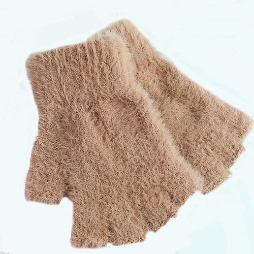 Factory Direct Sale Winter Half Finger Fake Mink Fur Student Adult Female Winter Couple Fleece Warm Gloves