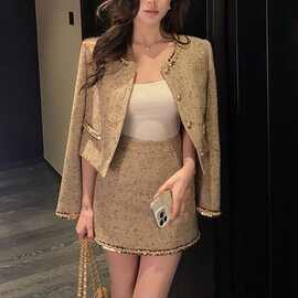 千金风套装女亮片小香风外套女秋季新款名媛气质小个子两件套
