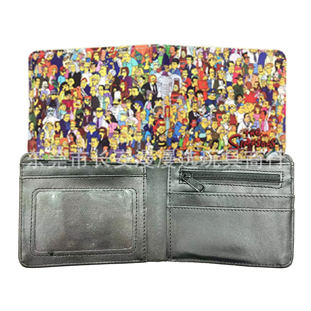 Классический анимированный Симпсоны периферийный бумажник Карикатурный короткий PU би-фолд держатель документов Универсальный шкаф