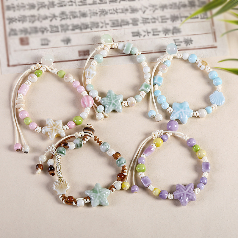 Jingdezhen Xiaohongshu New Style Fresh and Artistic Woven Bracelet for Women, Personalized Design, Ocean-Themed Accessories Wholesale Jingdezhen Xiaohongshu New Style Fresh and Artistic Woven Bracelet for Women, Personalized Design, Ocean-Themed Accessories Wholesale
