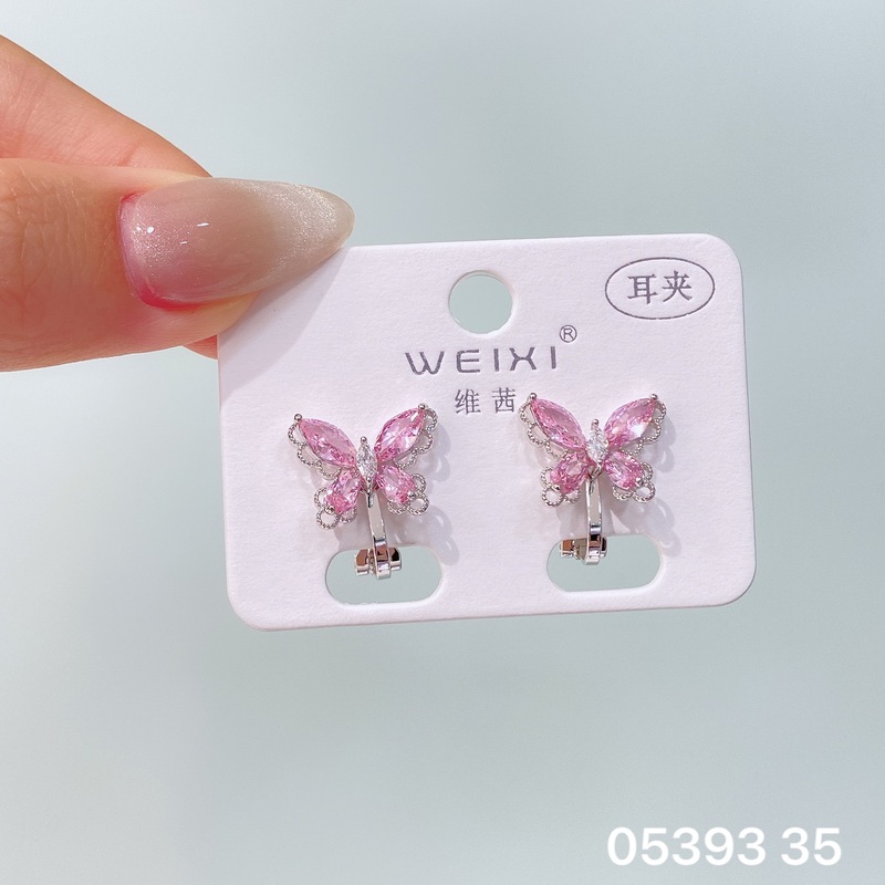 维茜新品精美闪耀锆石珍珠蝴蝶蝴蝶结耳夹女气质优雅免耳洞耳夹耳|undefined
