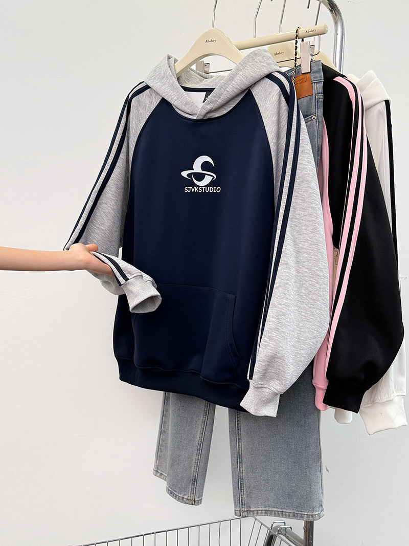 Felpa unisex coppia outfit primavera autunno sottile 2024 felpa con cappuccio stampata larga stile coreano top 100 kg_voghion.com