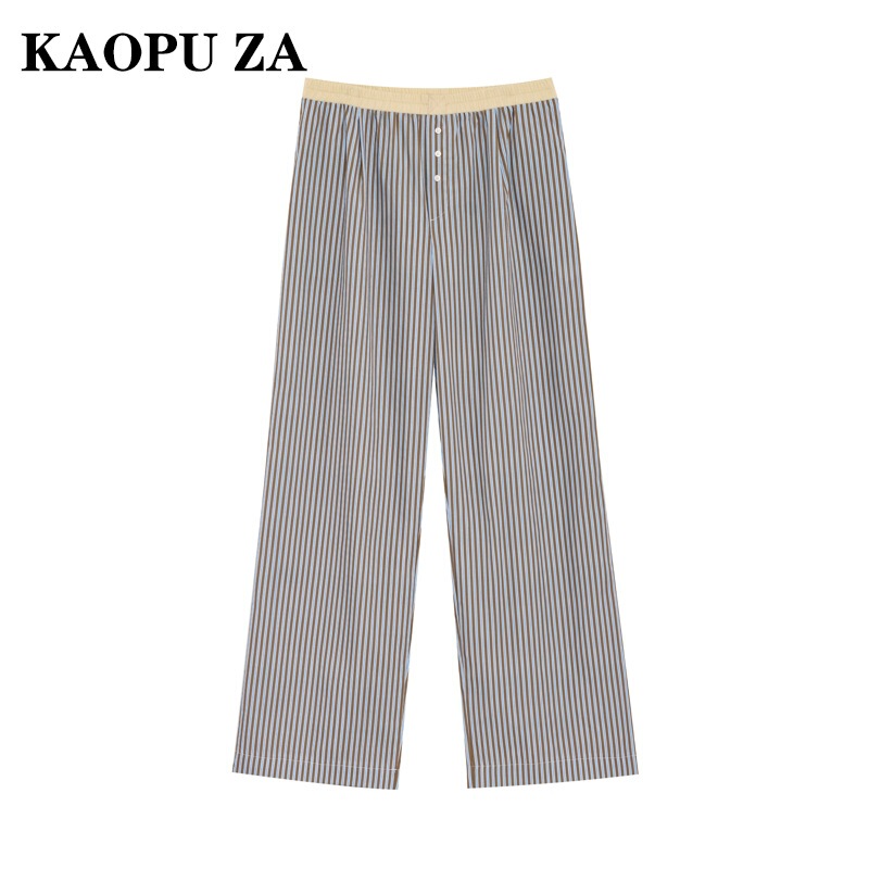 Kaopu Za European and American 2025 New Summer Women's High-Waisted Casual Loose Stripesd Pajamas Style Pants Kaopu Za European and American 2025 New Summer Women's High-Waisted Casual Loose Stripesd Pajamas Style Pants