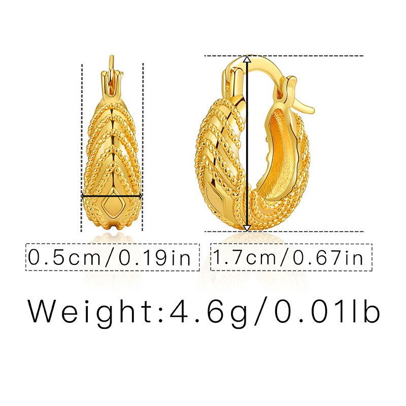 Boucles D&#39;oreilles Granuleuses Rétro Rondes Mini Losanges En Cuivre display picture 1