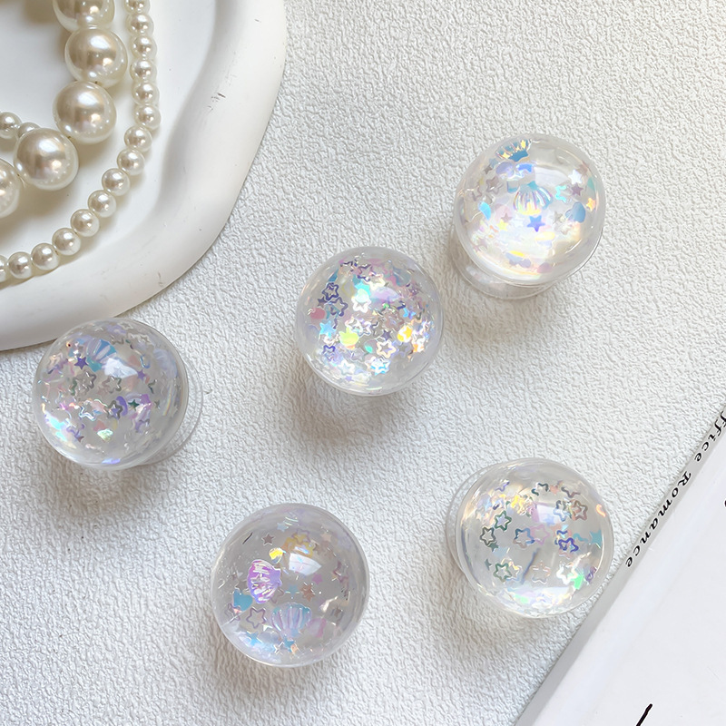 Liten nisch telefon krockkuddehållare med genomskinligt hjärta glitter Aurora Instagram kristallkula skal baksida klistermärke för_voghion.com