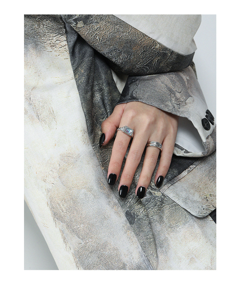 Fashion Square Sterling Silver Plating Moonstone Open Ring