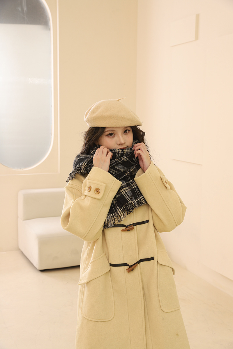 Red scarf women's winter 2024 new Korean version New Year's warm couple Christmas gift checkered pattern_voghion.com