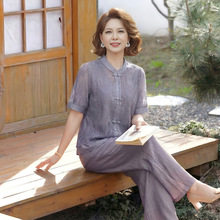 妈妈套装女夏季时尚短袖中老年女装显瘦两件套洋气夏装母亲节衣服