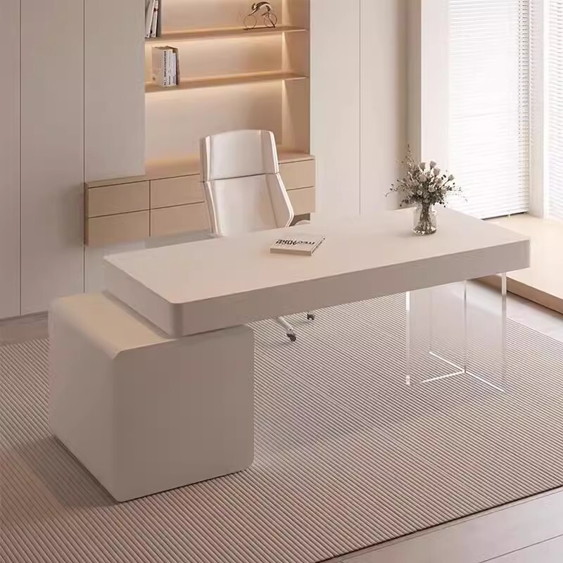 Cream Style Desk Minimalist Home Boss Writing Desk Beauty Salon Medical and Beauty Consulting Table with Drawer Computer Desk Cream Style Desk Minimalist Home Boss Writing Desk Beauty Salon Medical and Beauty Consulting Table with Drawer Computer Desk