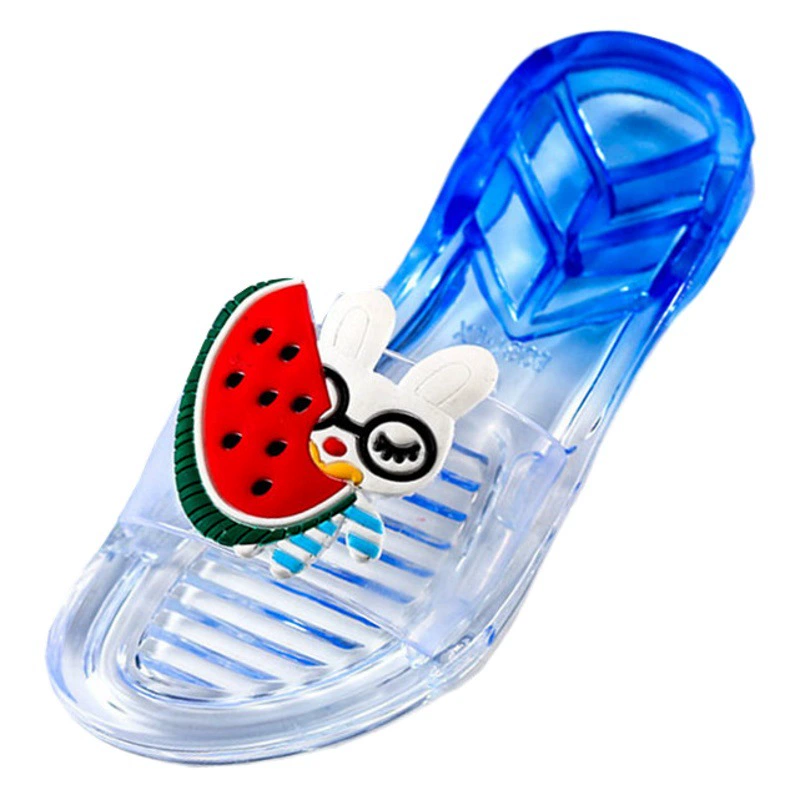 Тапочки для родителей и детей, летняя модная мультяшная фабрика, оптовая продажа, Хрустальная прозрачная верхняя одежда, Нескользящие фруктовые тапочки для женщин