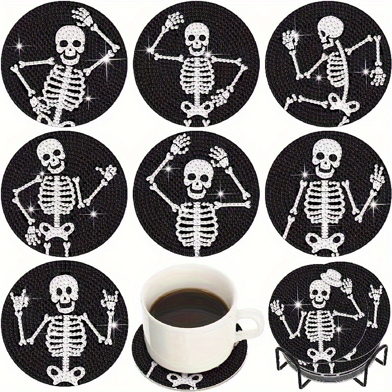 Ventas transfronterizas calientes de 8 piezas de conjunto de cojín de taza de arte de diamante, con soporte, pequeño conjunto de pintura de diamante, adecuado para adultos
