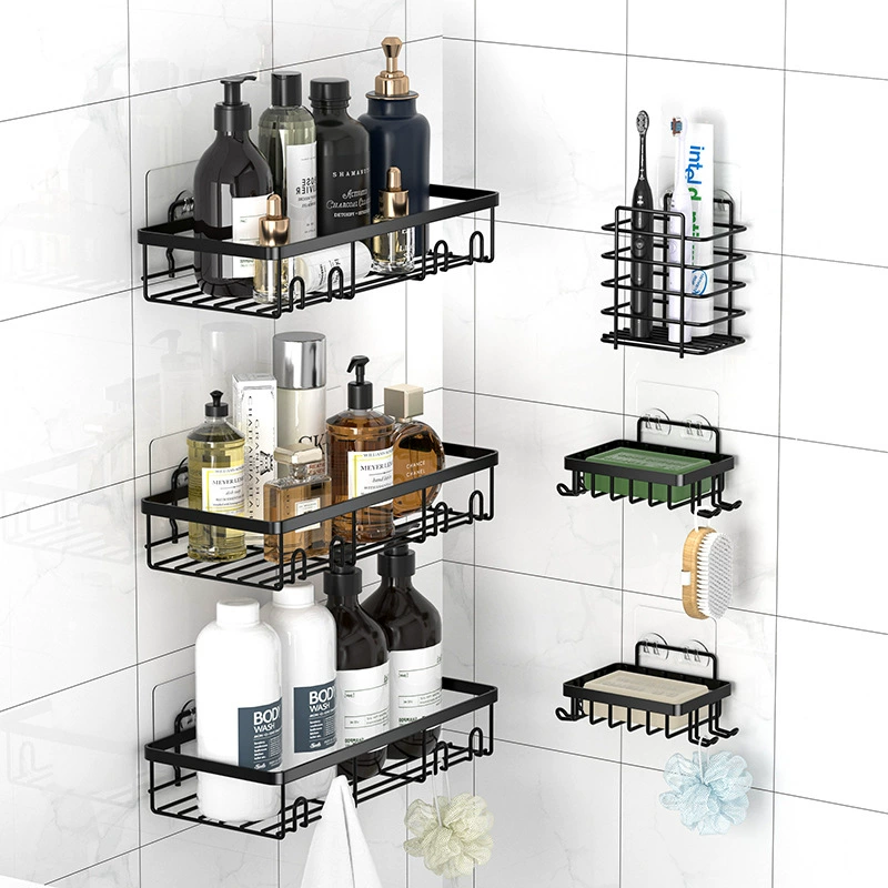 Настенная полка для ванной комнаты без сверления, набор для хранения туалетных принадлежностей, подвесная корзина для ванной