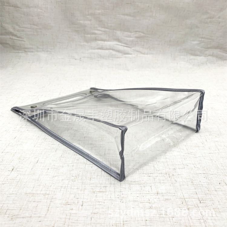 PVC车缝透明手提袋手拎防疫核酸透明车缝织带包边PVC车缝袋印logo