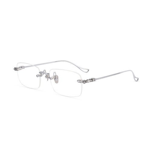 New ultra-light metal frameless edge-cut anti-blue light reading glasses for men and women, trendy fashionable anti-radiation and anti-fatigue reading glasses