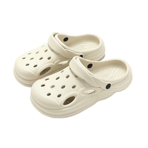 Comfortable Outdoor Hole Shoes for Women, Summer Squeezy Feeling Sandals, Thick Sole with Anti-Slip, Women's Beach Outer Wear with Cap Toe Slippers