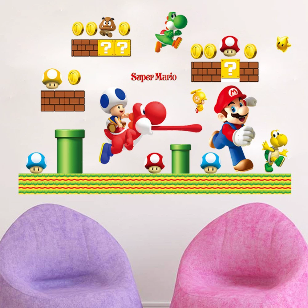 AY7062 Foreign Trade Cartoon Super Mary Children's Room Kindergarten can remove stickers Three -generation wall stickers