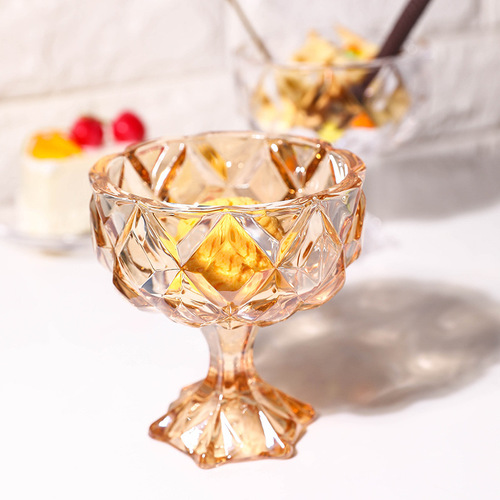 雪糕冰淇淋杯子家用沙拉奶醋果汁奶茶甜品杯玻璃高脚酸奶冰激凌碗