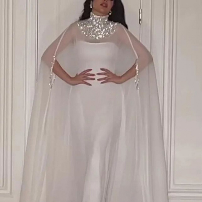 2023 Summer New Fashion Cross-Border Foreign Trade Style Metallic Sequin Shawl with Slit Long Flared Skirt