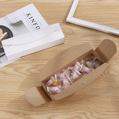 Simple folding long biscuit box creative kraft paper candy pastry box snowflake crisp nougat packaging gift box