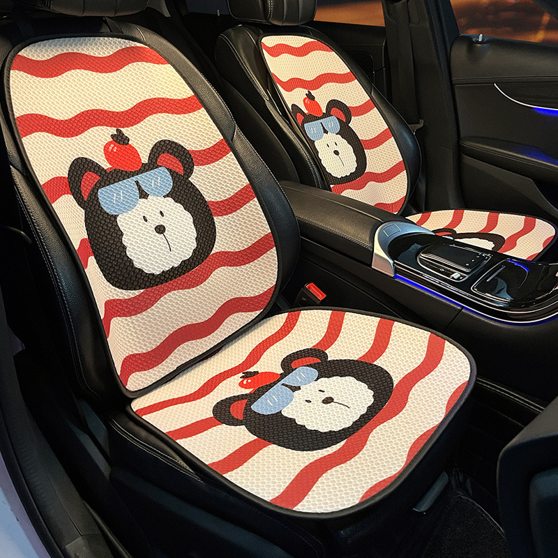 自動車座布団四季通用2025新型夏通気アニメかわいい女子車載亜麻シートカバーマット|undefined