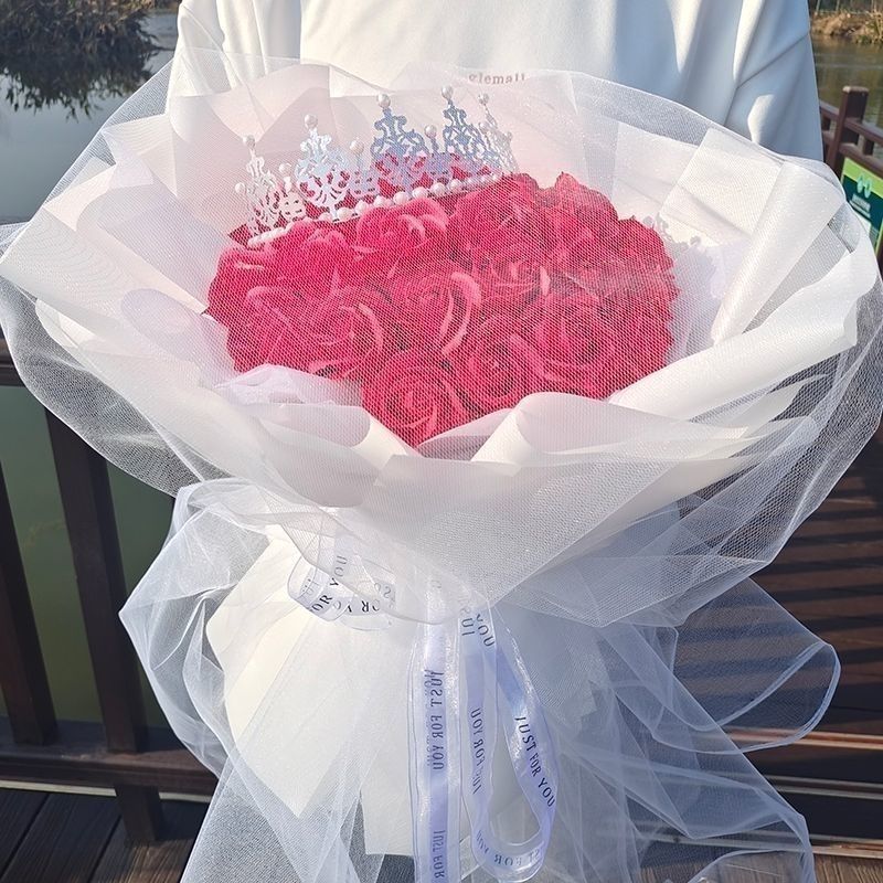 黒梅ソース、バラの花束、彼女へのバレンタインデーギフト、彼氏への誕生日プレゼント、ソーププリザーブドフラワー完成品|undefined
