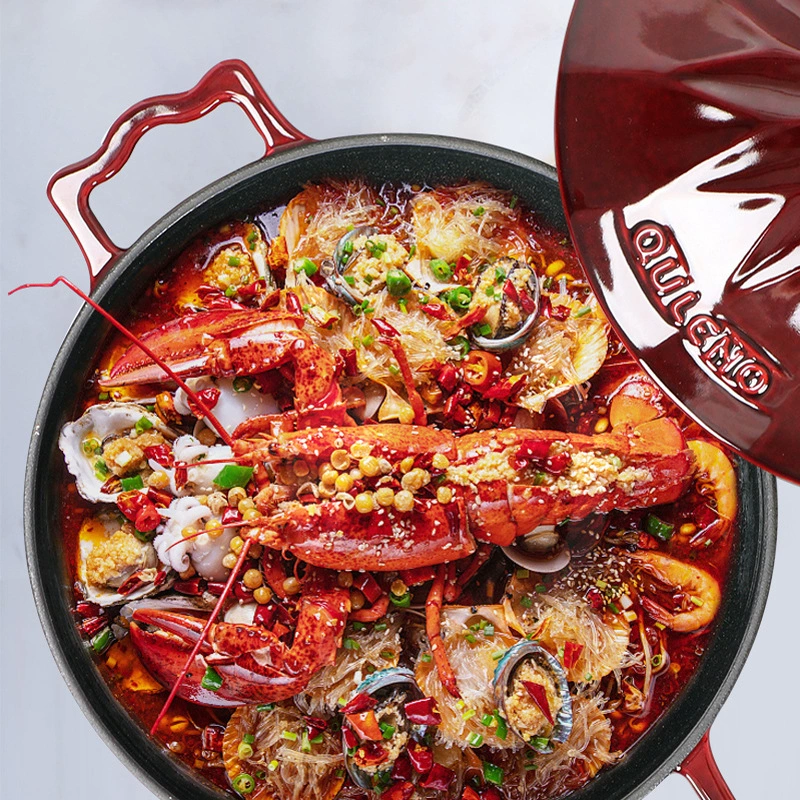 26cm mommy pot enamel pot Zhenzhuan series stew pot cast iron pot wok multi-functional enamel enamel pot