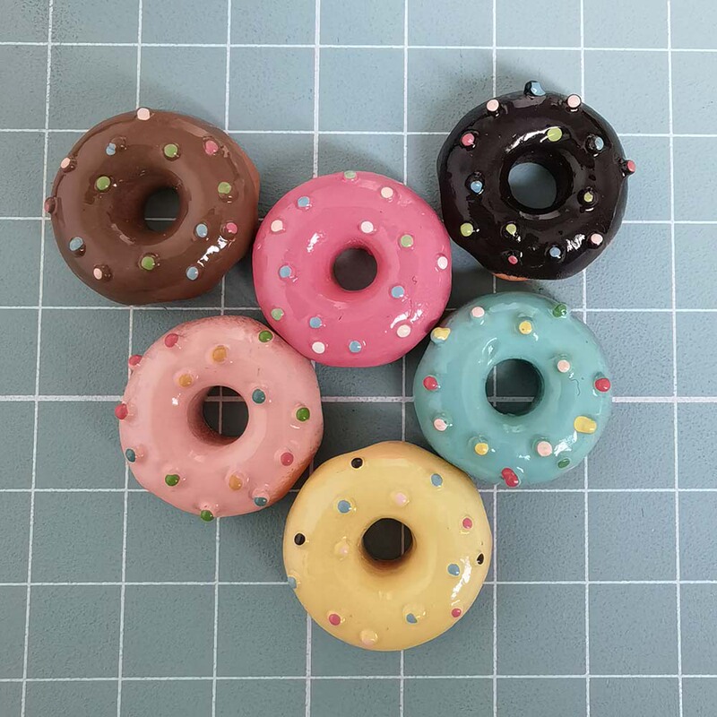 Simulated Food Toy Colorfulful Donuts DIY Resin Accessories Earrings Bags Keychains Pendants Decorative Accessories Wholesale
