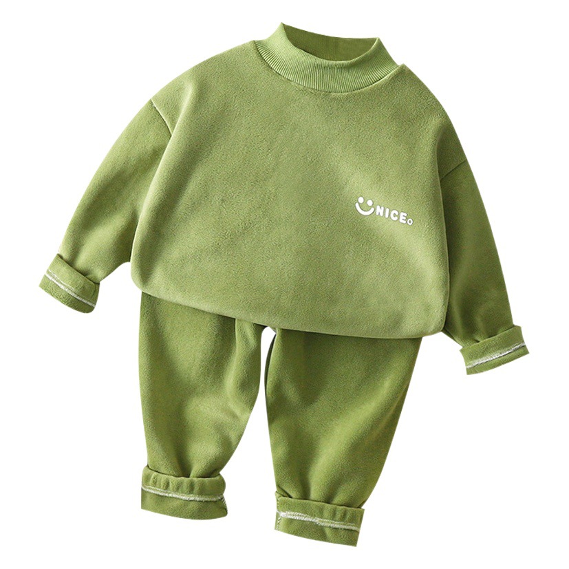 Niños Otoño e Invierno traje de terciopelo aoli niñas forrada de lana engrosada homewear ropa interior térmica de los niños ropa de otoño pantalones largos Pijamas