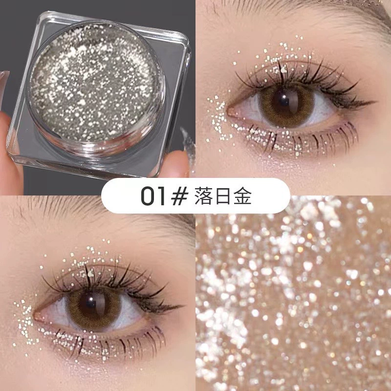 Тени для век WODWOD Nuo Ji Blasting Eye Shadow Cream Pearl Drills Lucky Silk - Lange Blit Gel Eye Shadow Bright Flash